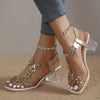 Rose | Women's Sandals with block heels and floral crystals