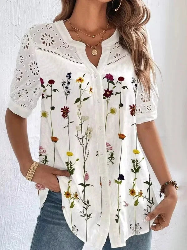Fran | Elegant Short-Sleeved Top with Print