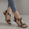 Rose | Women's Sandals with block heels and floral crystals