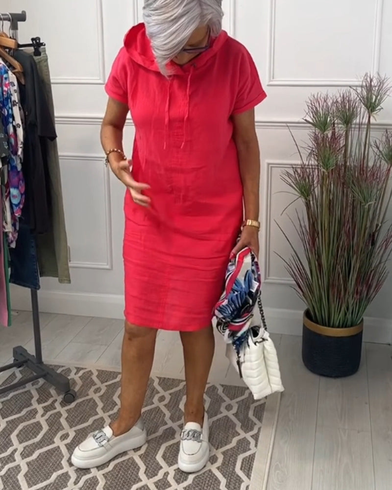 Nyla | Comfortable Short-Sleeved Casual Dress with Hood