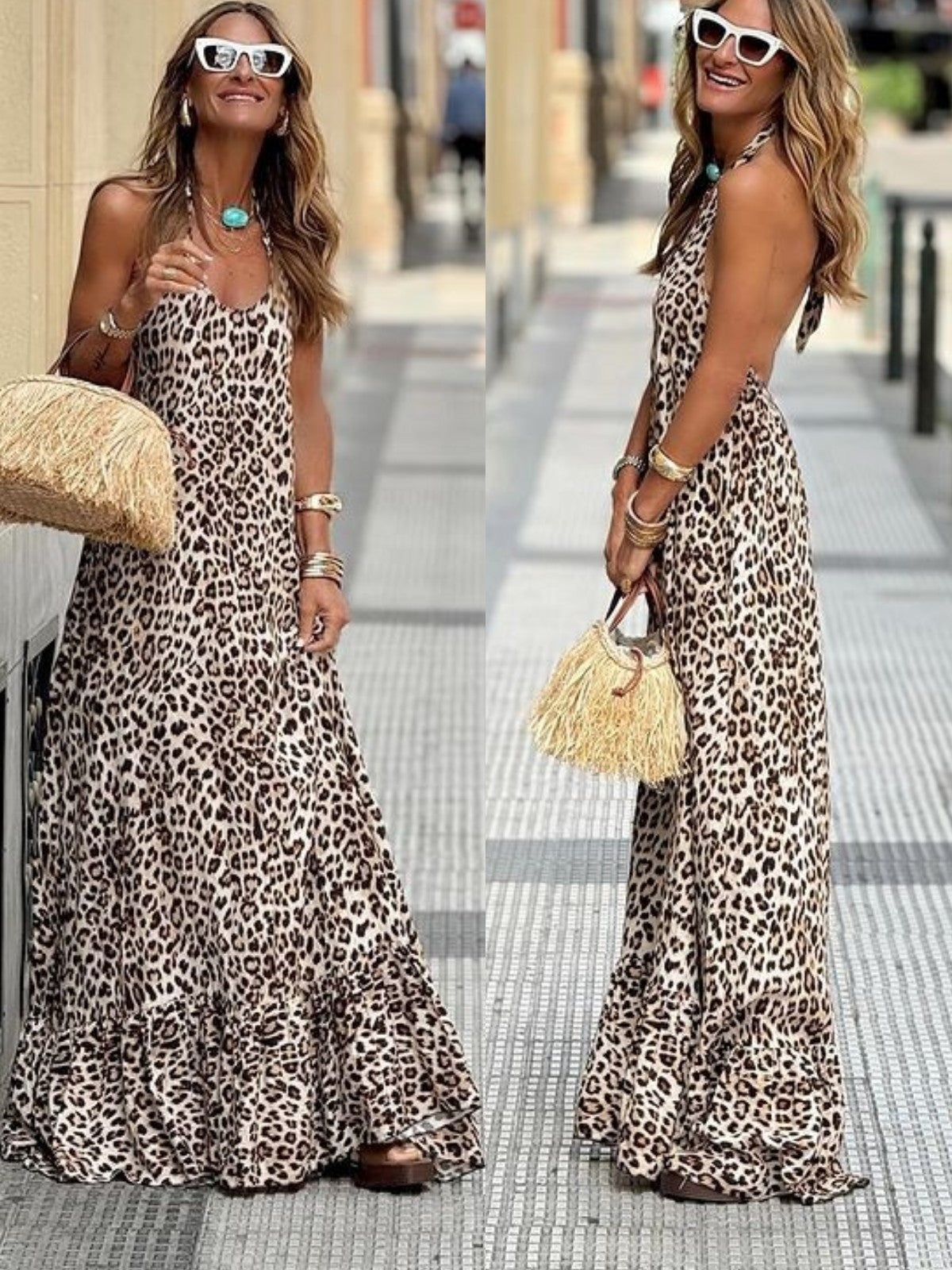 Micah | Seductive Panther-Print Maxi Dress