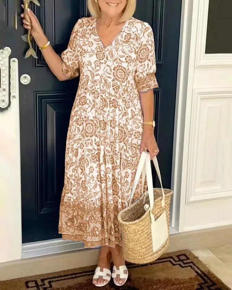 Meredith™ | Boho-Style V-Neck Dress