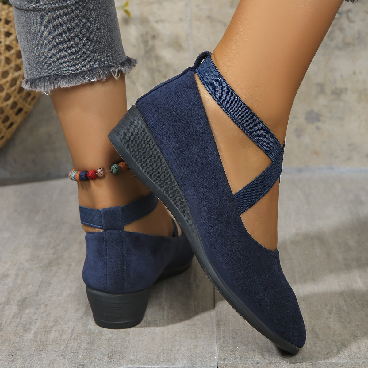Kelle | Wedge Ballet Flats with Criss-Cross Straps