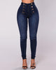 Violetta™ - High-waist jeans with double button placket - Light blue / S