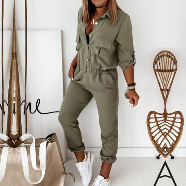 Rain | Elegant Jumpsuit with Polo Collar