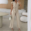 Kate™ | Simple V-Neck Jumpsuit with Ruffles