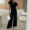 Kate™ | Simple V-Neck Jumpsuit with Ruffles