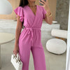 Kate™ | Simple V-Neck Jumpsuit with Ruffles