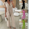 Kate™ | Simple V-Neck Jumpsuit with Ruffles