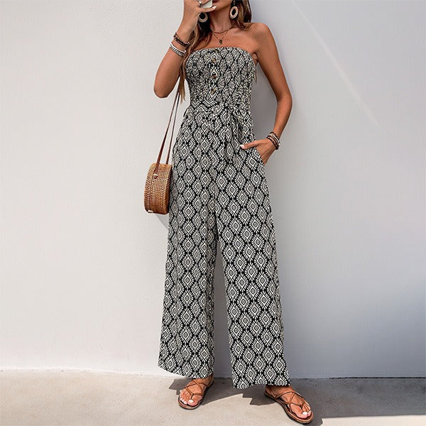 Vienna™ | Strapless Bohemian Floral Jumpsuit