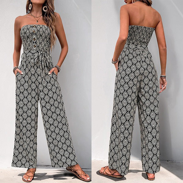 Vienna™ | Strapless Bohemian Floral Jumpsuit