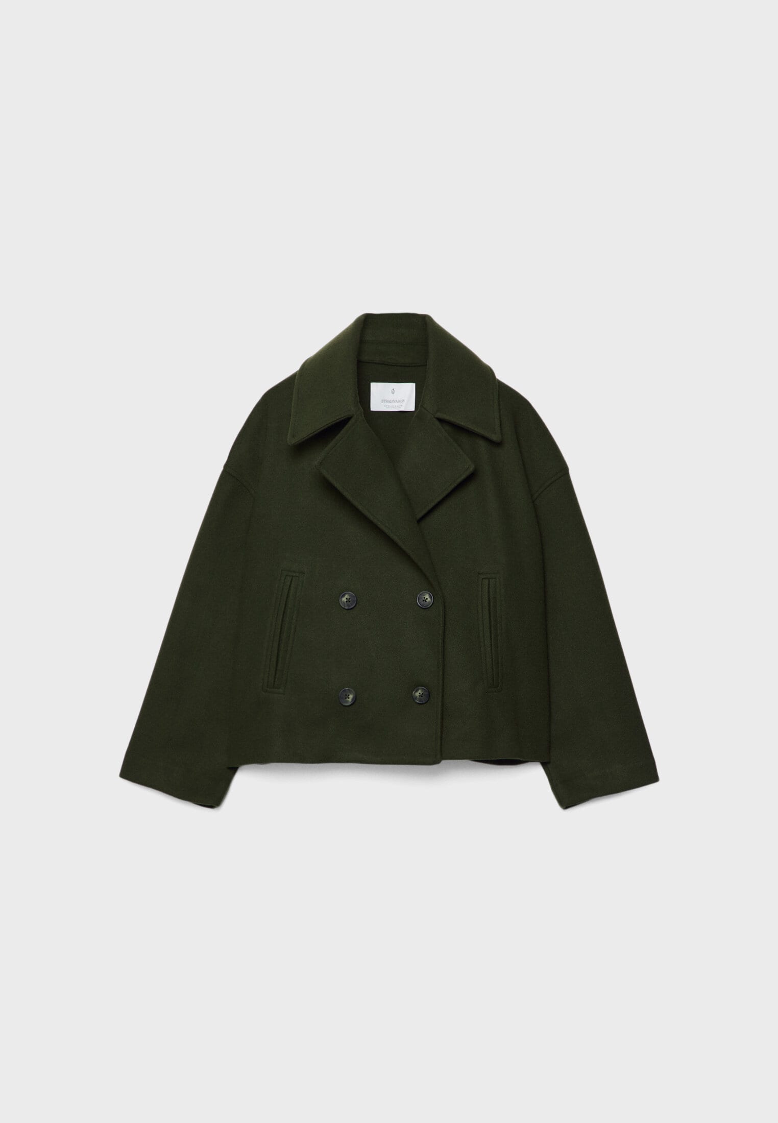 Vespera™ - Short-cut wool coat for women - Green / XS