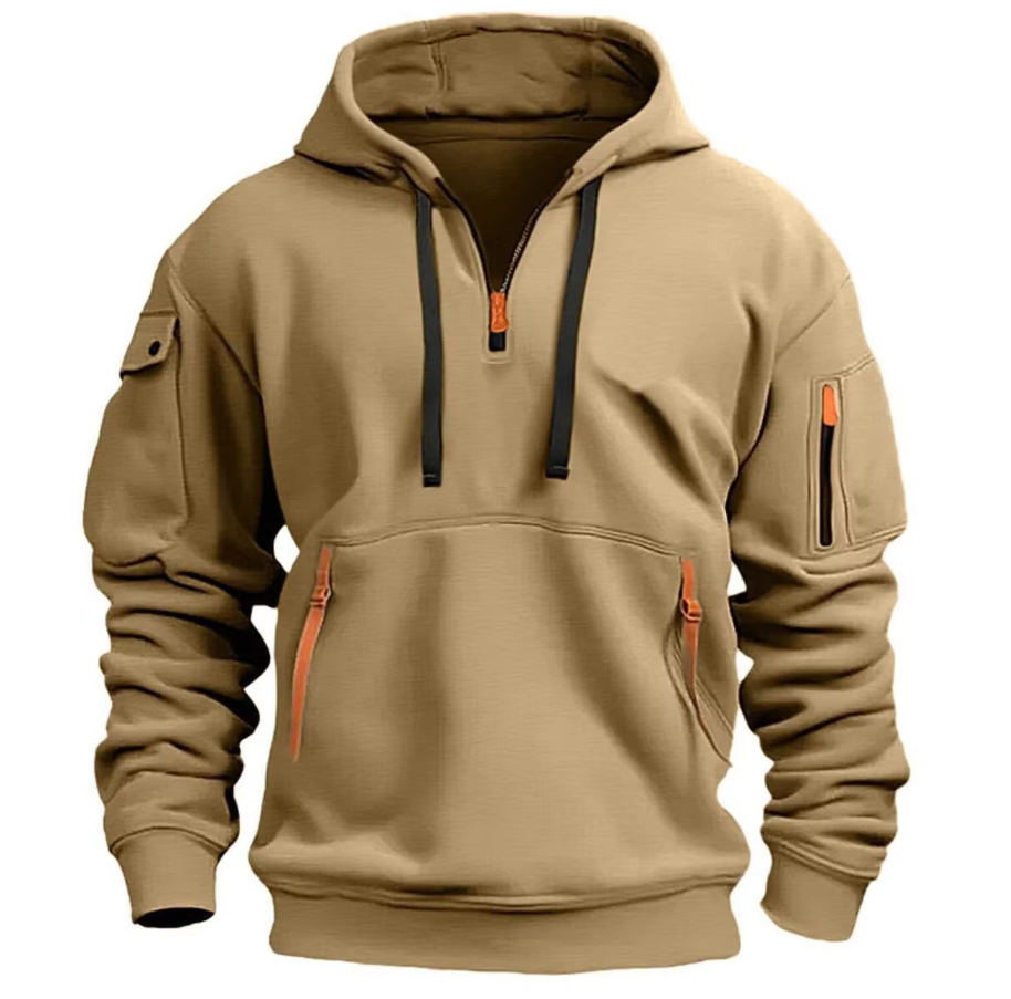 Kian™ - Comfortable hooded jumper - Khaki / S