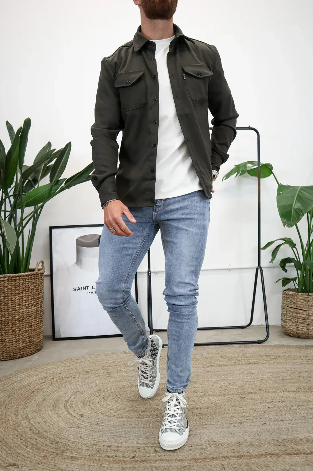 Noah™ | Stylish casual shirt - Light grey / XS