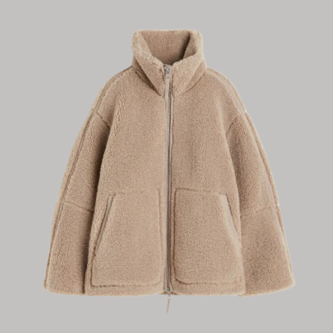 Ted | Oversized warm teddy coat - Brown / S