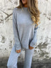 Leila | Casual two-piece suit with a round neckline and long sleeves - S / Grey