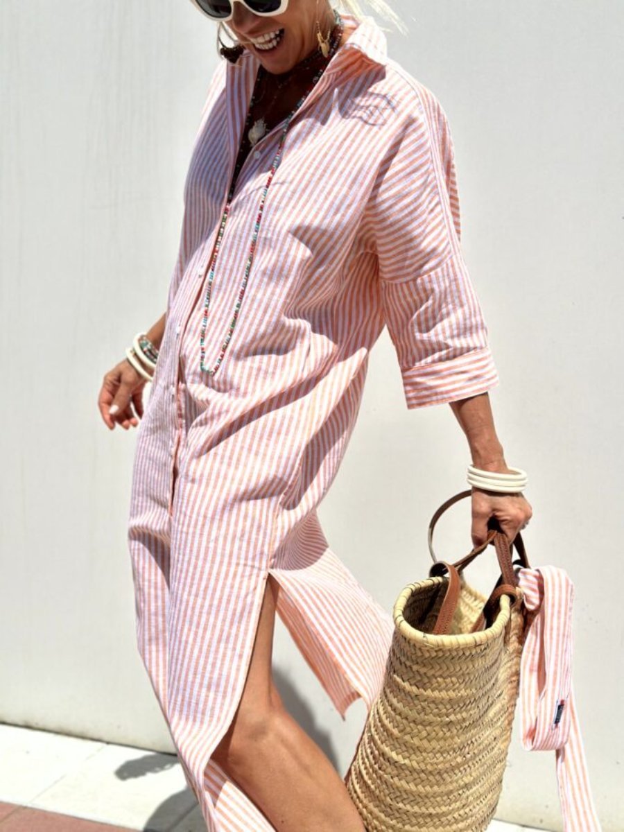 Zia | Timeless Striped Shirt Dress with Elegance