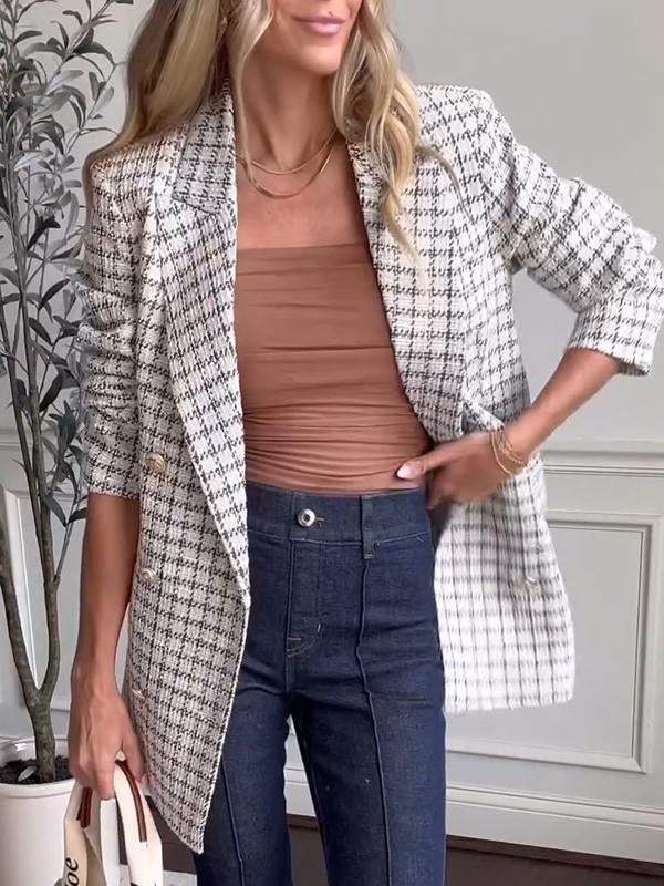 Laura | Fashionable blazer in a checked design - Klær og Tilbehør - Pink / S