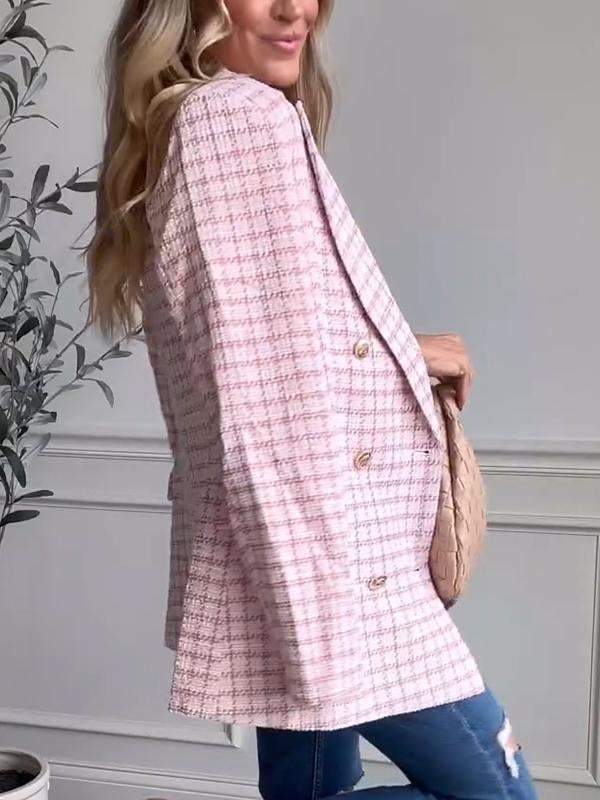 Laura | Fashionable blazer in a checked design - Klær og Tilbehør - Pink / S
