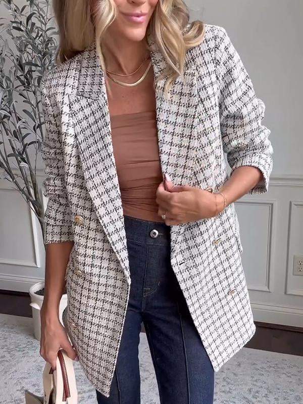 Laura | Fashionable blazer in a checked design - Klær og Tilbehør - Grey / S