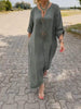 Amy | Lightweight cotton and linen dress with V-neckline