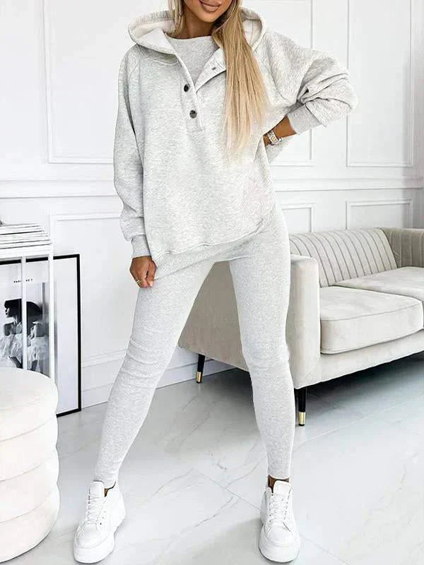 Romy | Three-piece casual set - Light grey / S