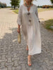Amy | Lightweight cotton and linen dress with V-neckline