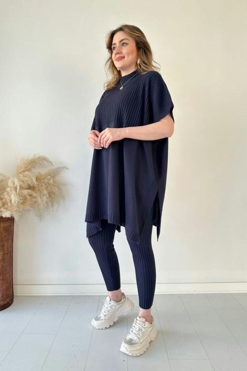 Tilda™ | Trendy knit ensemble - Dark blue / XS