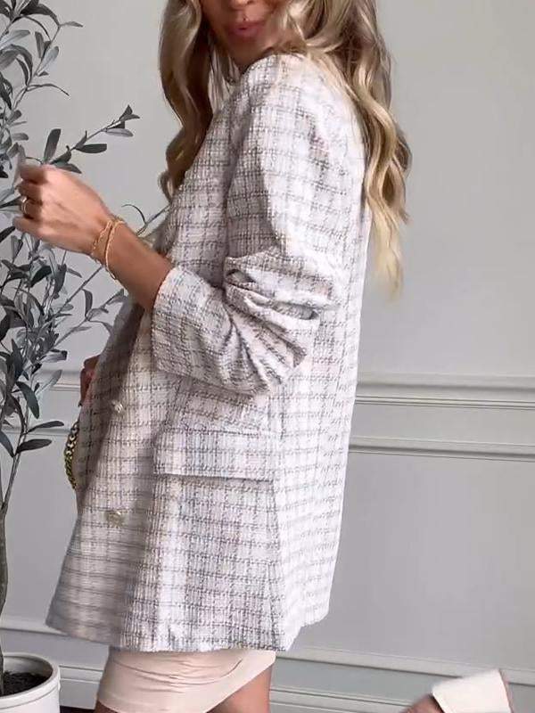 Laura | Fashionable blazer in a checked design - Klær og Tilbehør - Pink / S