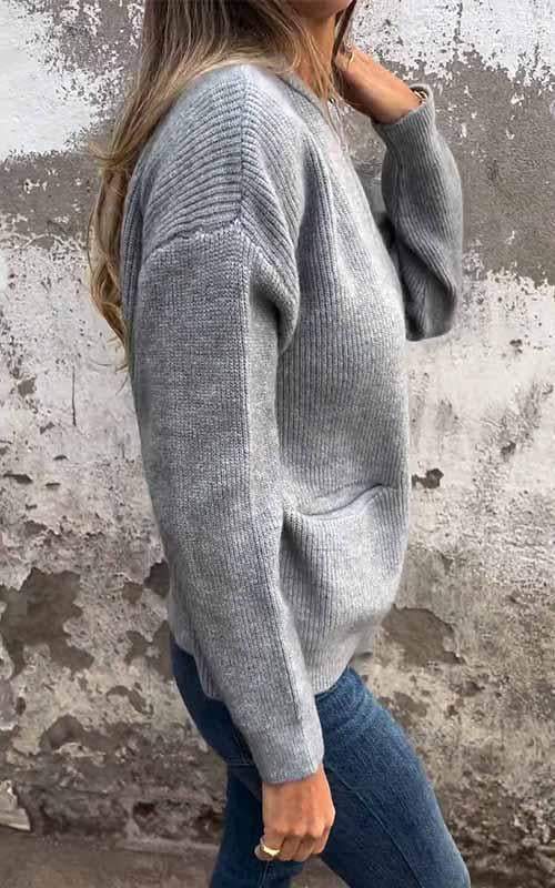 Mara | Cotton zip-up cardigan - Grey / S