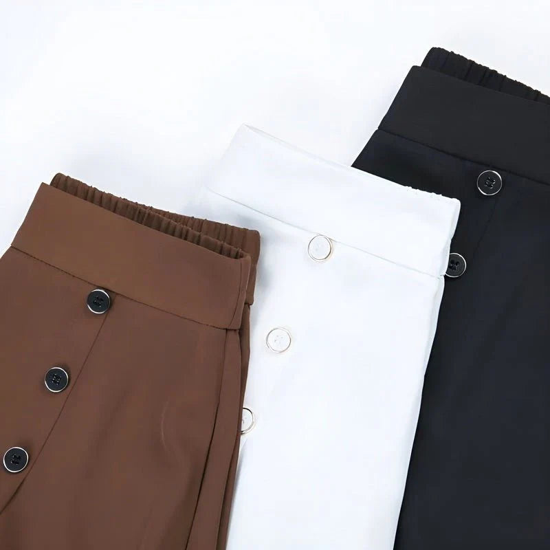Nina™ | Elegant wide-leg trousers - White / XS