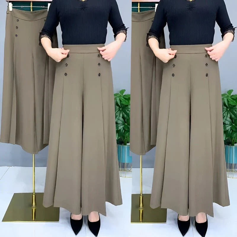 Nina™ | Elegant wide-leg trousers - Brown / XS