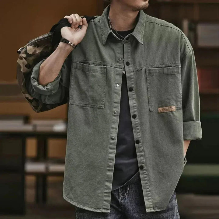 Gianni™ - Large shirt in a classic vintage look - Military green / M