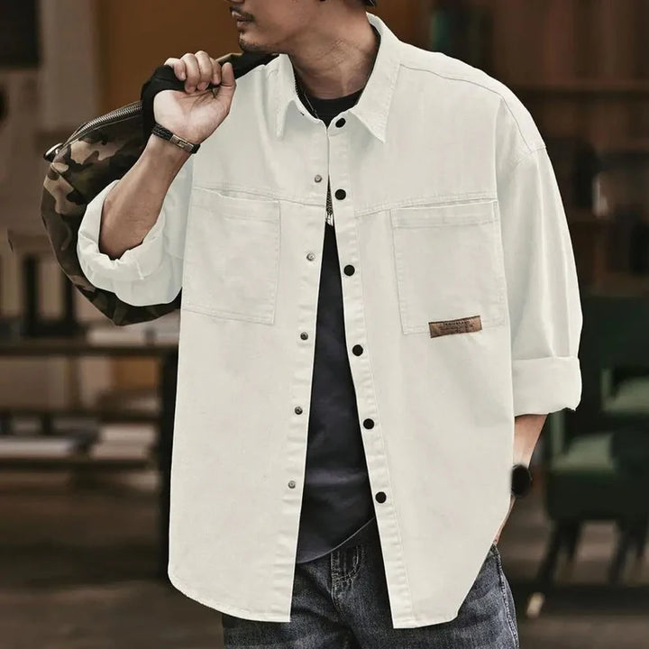 Gianni™ - Large shirt in a classic vintage look - Beige / M