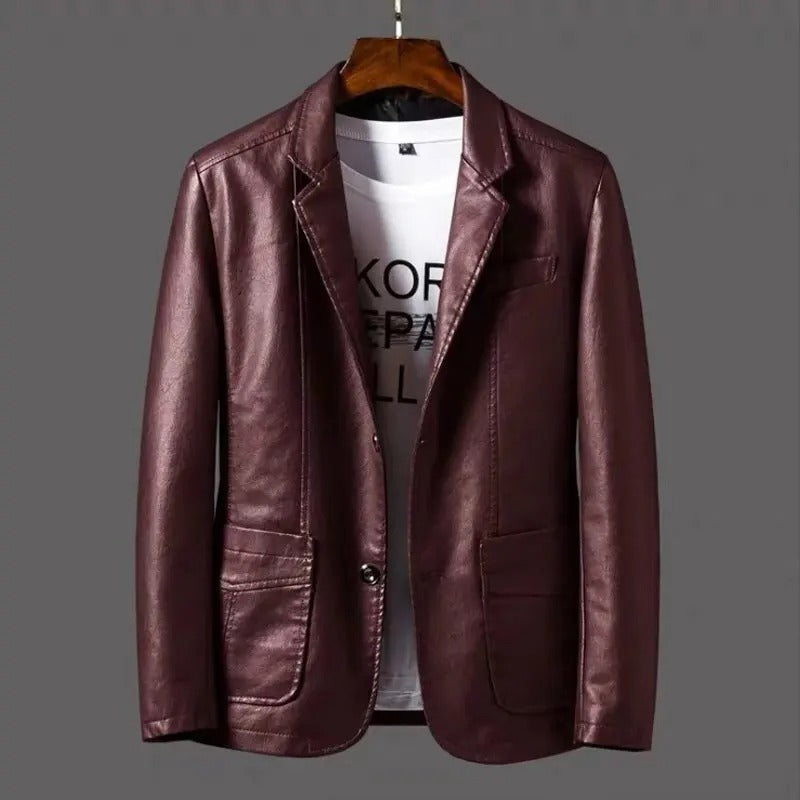 WildRider™ | Stylish leather jacket for men - Burgundy red / M