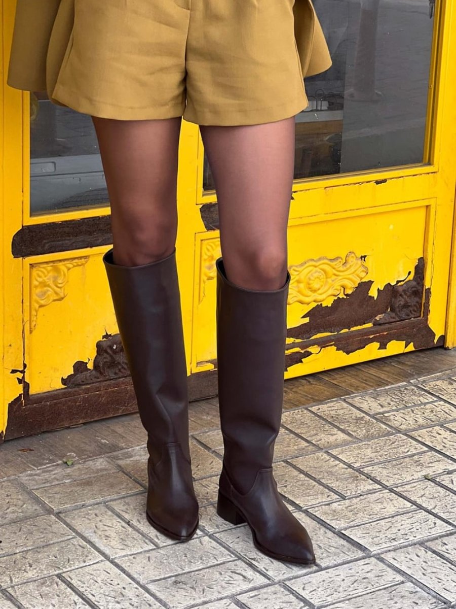 Talia | Women's knee-high boots - Brown / 35