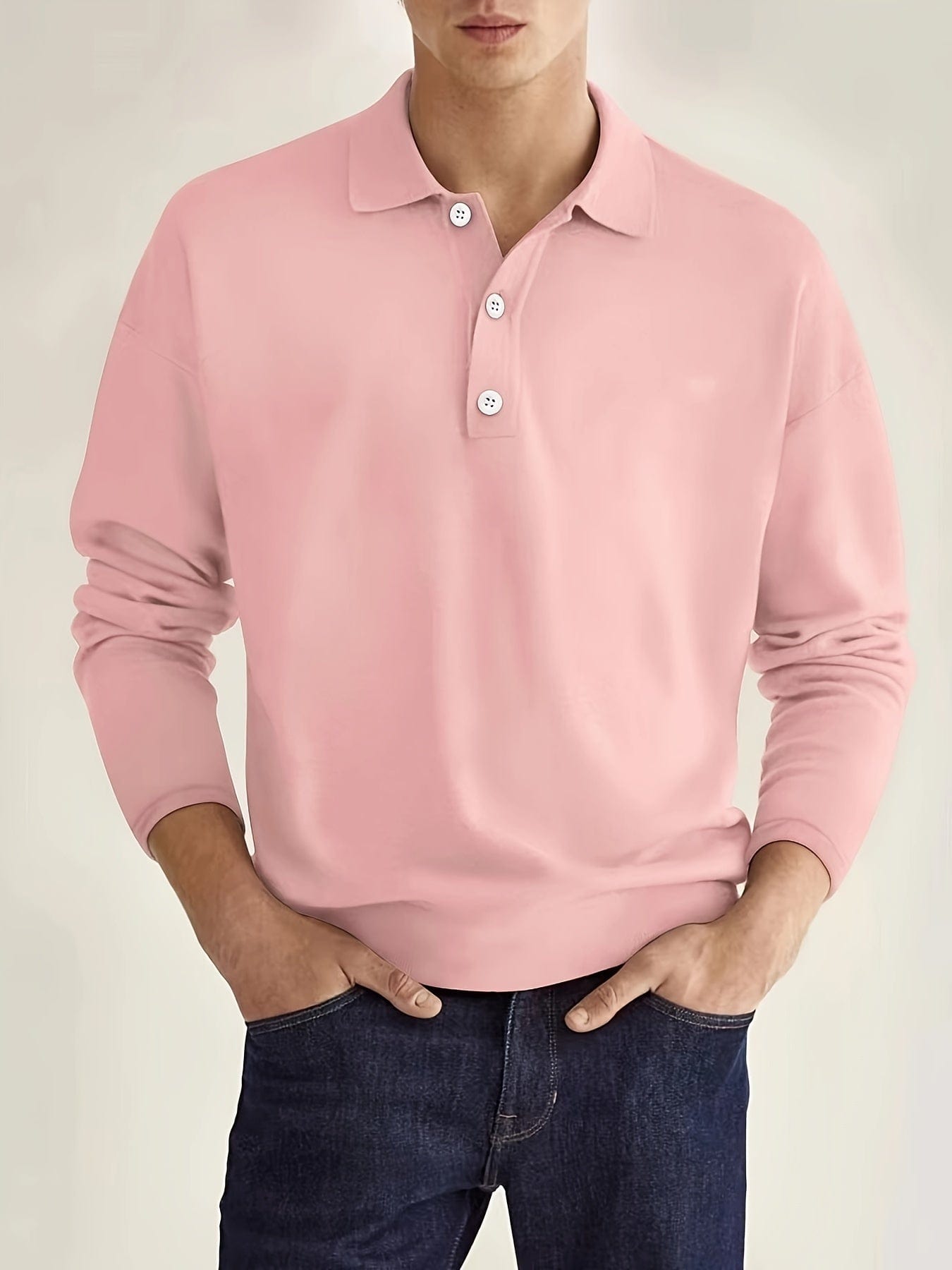 Raven | Long-sleeved polo shirt - Pink / S