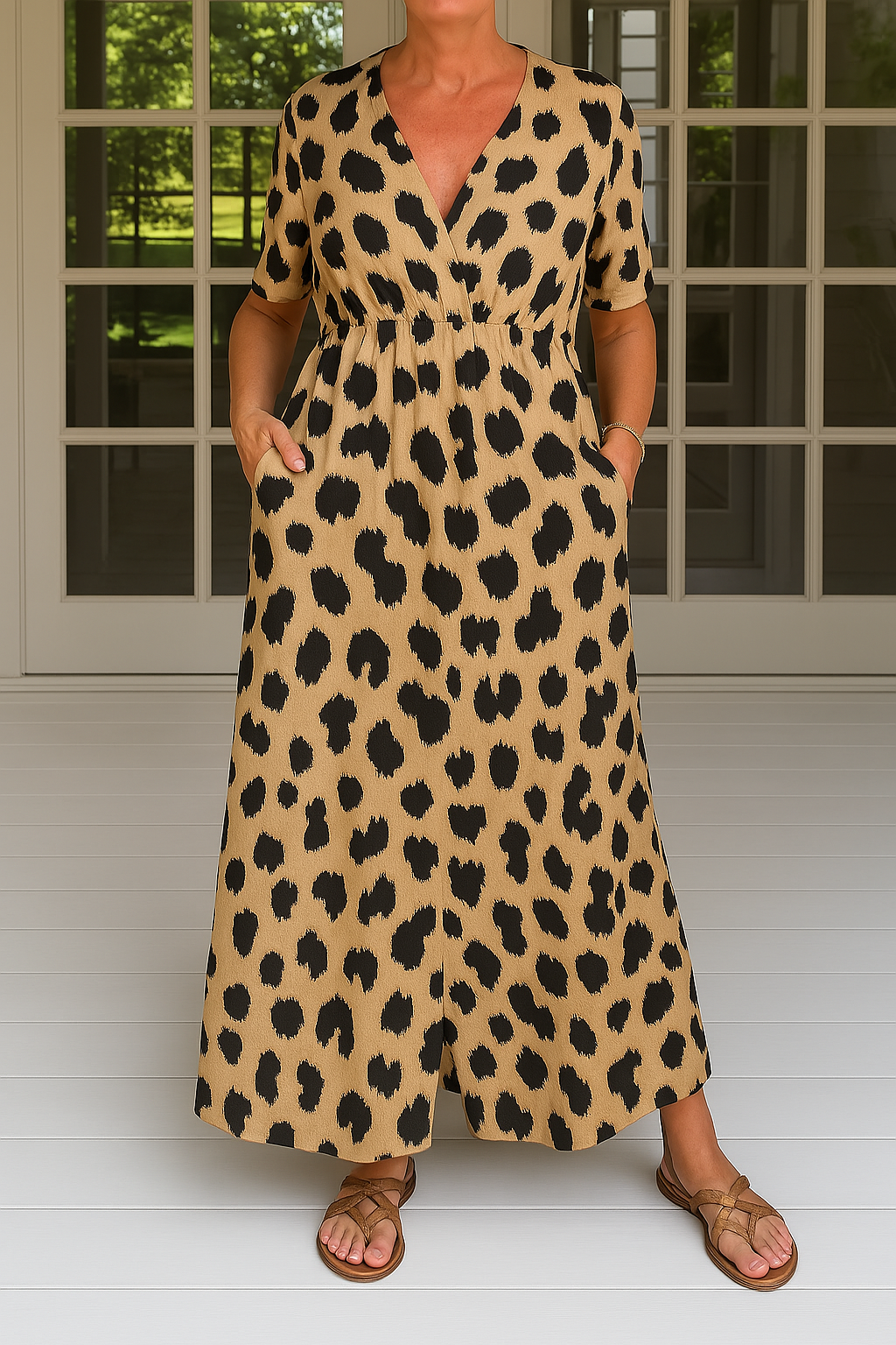 Mabel | Elegant Maxi Dress with Leopard Print