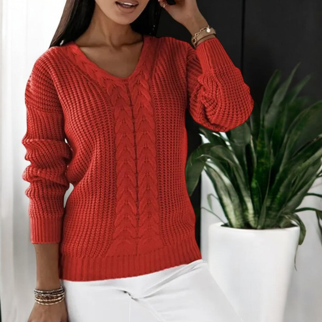 Freya™ | Scandi knitted jumper - 2408-R - Red / S