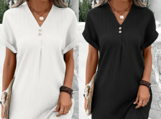 Gracelyn | Monochrome Dress with V-Neck