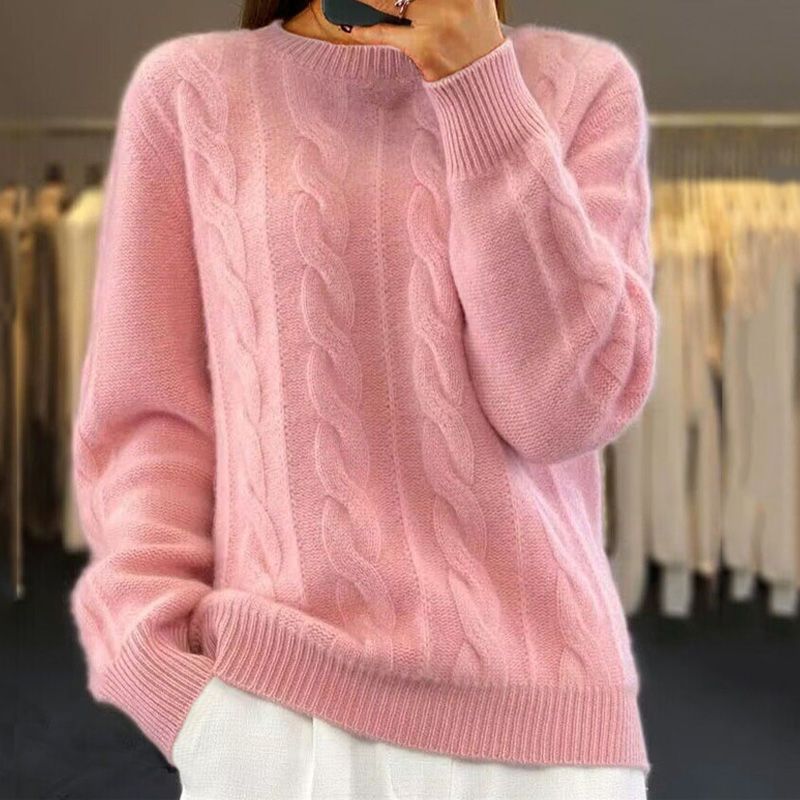 Flora™ | Fluffy knitted jumper - Sweaters - Pink / S