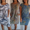 Teres | Round-Neck Dress with Botanical Print