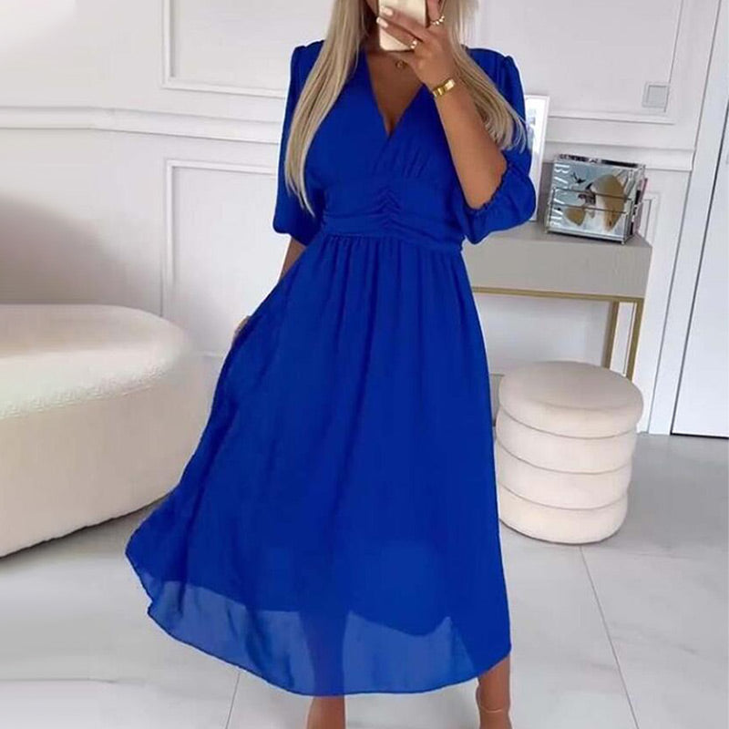 Seraphine | Feminine Chiffon Dress with V-Neck