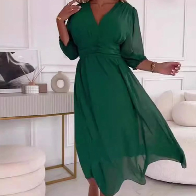 Seraphine | Feminine Chiffon Dress with V-Neck