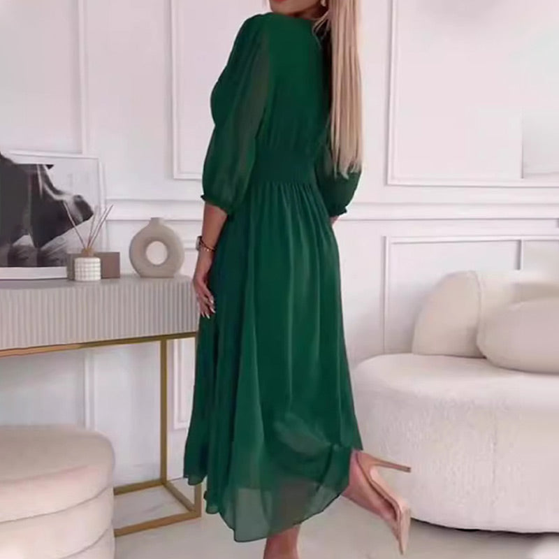 Seraphine | Feminine Chiffon Dress with V-Neck
