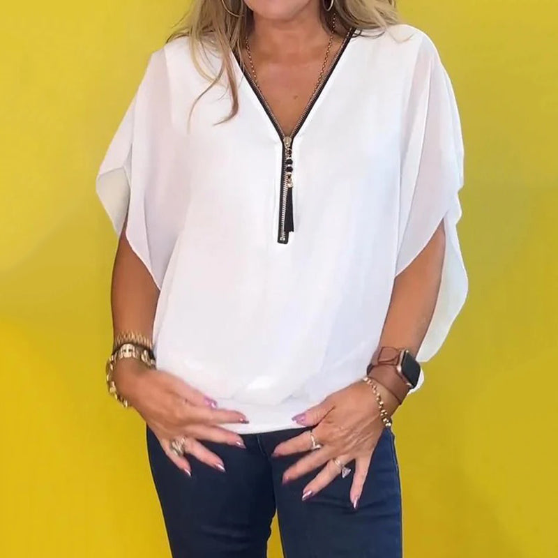 Shine | Elegant Zip-Up Blouse Shirt