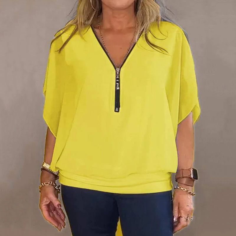 Shine | Elegant Zip-Up Blouse Shirt