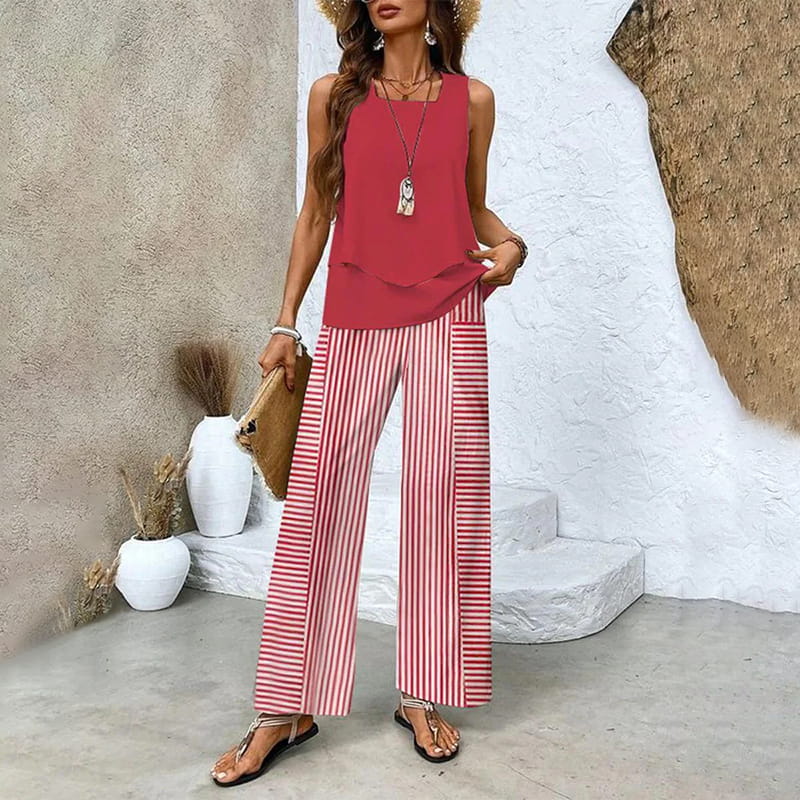 Ratchel | Fashionable Women's Set with Printed Top and Matching Pants