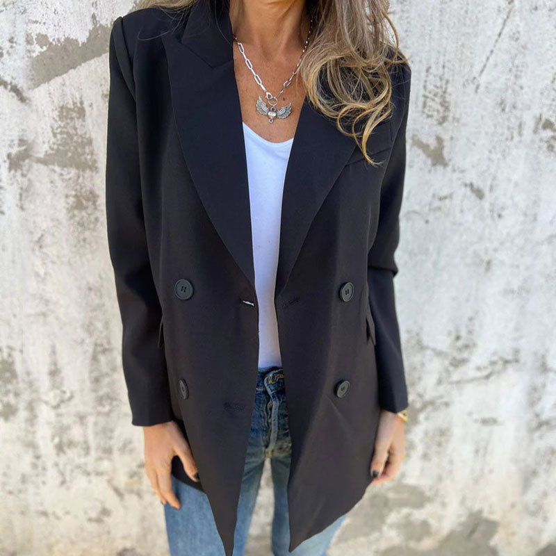 Nadja™ | Stylish long blazer - Klær & Tilbehør - Black / S