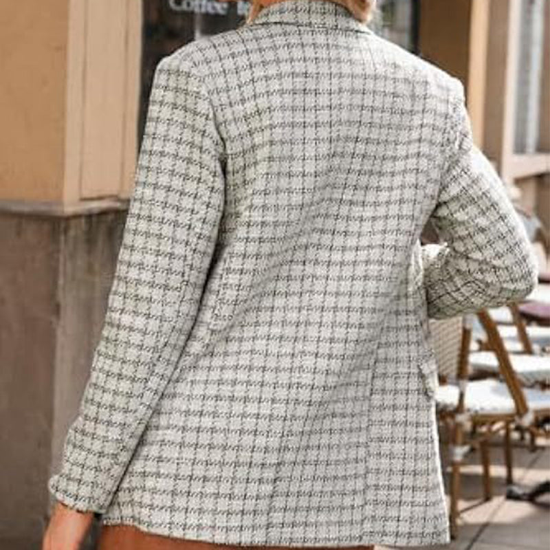 Laura | Fashionable blazer in a checked design - Klær og Tilbehør - Pink / S